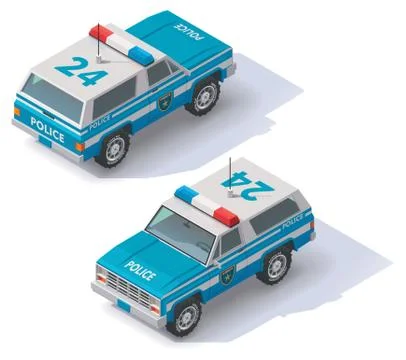 Vector isometric police SUV Stock Illustration