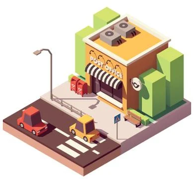 Vector isometric post office Stock Illustration