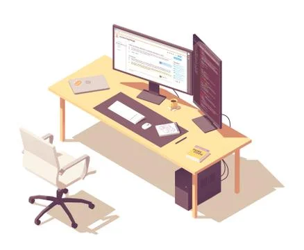Vector isometric programmer workplace Stock-Illustration