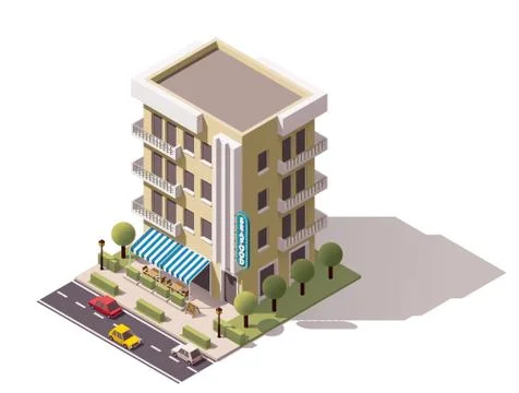 Vector isometric restaurant building Stock Illustration