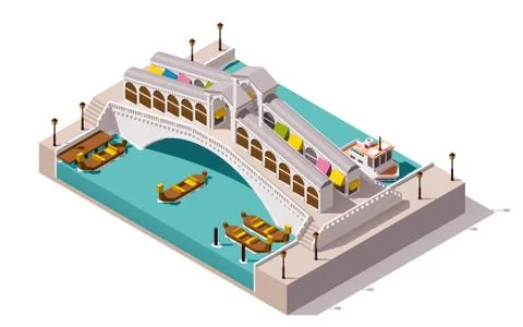 Vector isometric Rialto bridge Stock Illustration