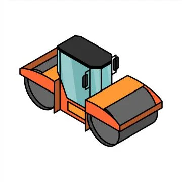 Vector isometric road roller; 3D road equipment Stock Illustration