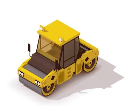 Vector isometric road roller Stock Illustration