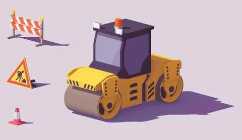 Vector isometric road roller Stock Illustration