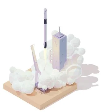 Vector isometric rocket launch Stock Illustration