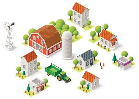 Vector isometric rural set Stock Illustration