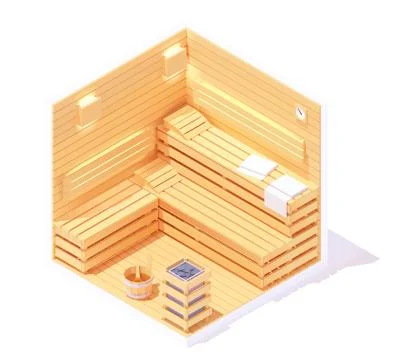 Vector isometric sauna interior Stock Illustration
