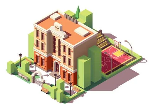 Vector isometric school building Stock Illustration