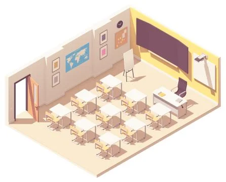 Vector isometric school classroom Stock Illustration