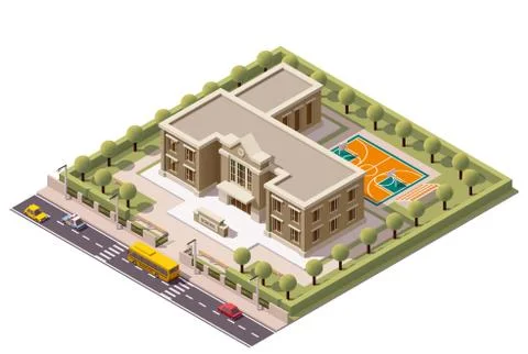 Vector isometric school Stock Illustration