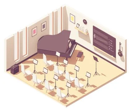 Vector isometric school music classroom Stock Illustration