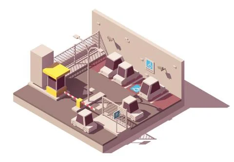 Vector isometric secure car parking Illustrazione stock