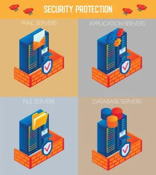Vector isometric security protection icon set Stock Illustration