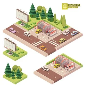 Vector isometric self-service car wash Stock Illustration