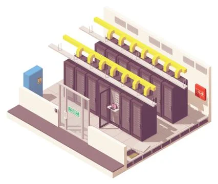 Vector isometric server room Stock Illustration