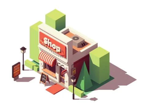 Vector isometric shop opening icon Stock Illustration