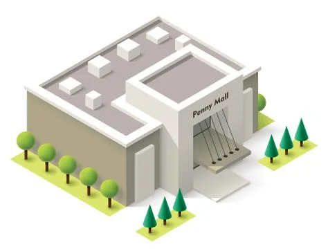 Vector isometric shopping mall Stock Illustration