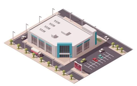 Vector isometric shopping mall Stock Illustration