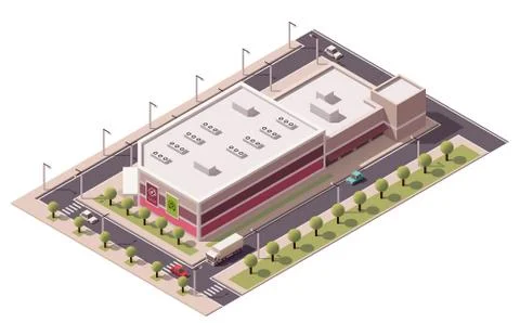 Vector isometric shopping mall Stock Illustration