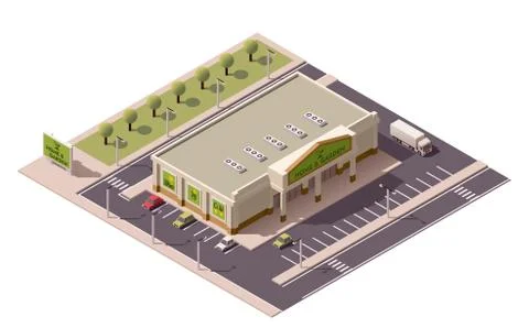 Vector isometric shopping mall Stock Illustration