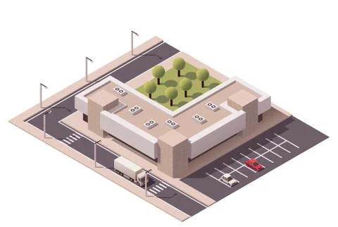 Vector isometric shopping mall Stock Illustration