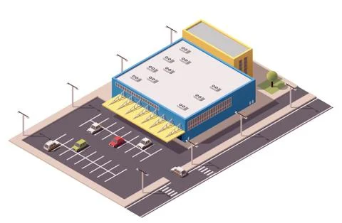 Vector isometric shopping mall Stock Illustration