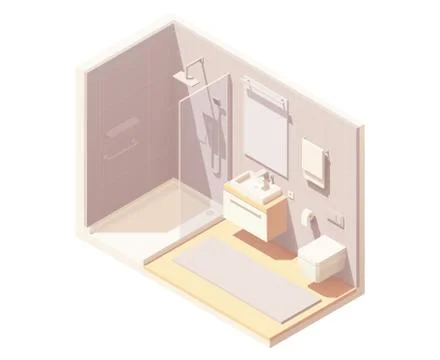 Vector isometric small bathroom interior Stock Illustration