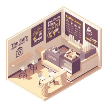 Vector isometric small coffeehouse Stock Illustration