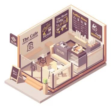 Vector isometric small coffeehouse Stock Illustration