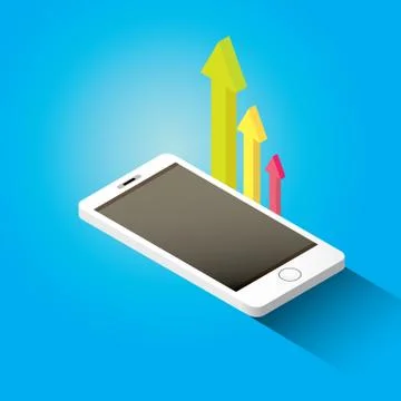 Vector isometric Smartphone with graph and charts Stock Illustration