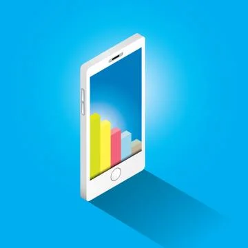 Vector isometric Smartphone with graph and charts イラスト素材