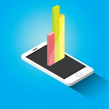 Vector isometric Smartphone with graph and charts イラスト素材