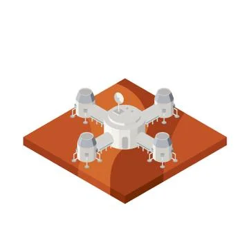 Vector isometric Space base on Mars. Stock Illustration