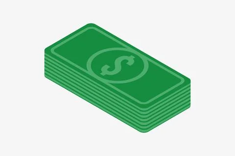 Vector isometric stack of cash. Pile of money Stock Illustration