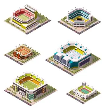 Vector isometric stadiums set Stock Illustration