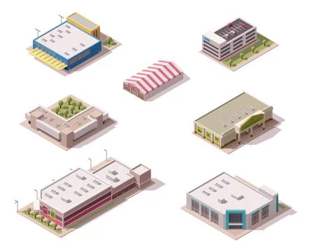Vector isometric stores set Stock Illustration