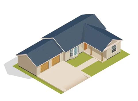 Vector isometric suburban house Stock Illustration