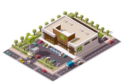 Vector isometric supermarket Stock Illustration