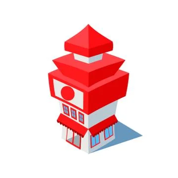 Vector isometric sushi restaurant cafe building Illustrazione stock