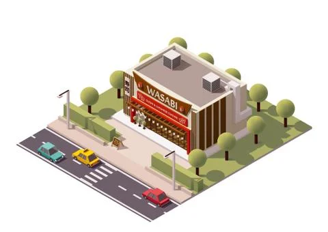Vector isometric sushi restaurant Stock Illustration