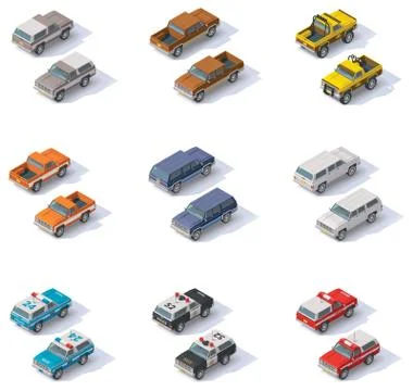 Vector isometric SUVs set Stock Illustration