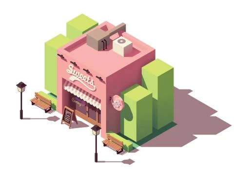 Vector isometric sweets shop Stock Illustration