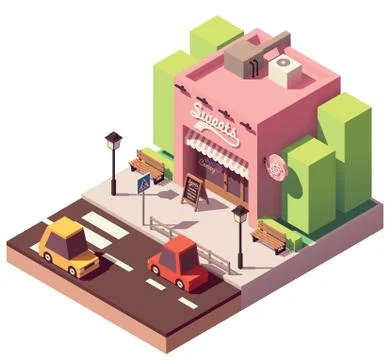 Vector isometric sweets shop Stock Illustration
