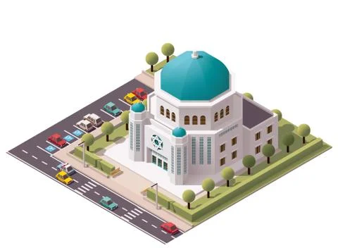 Vector isometric synagogue Stock Illustration