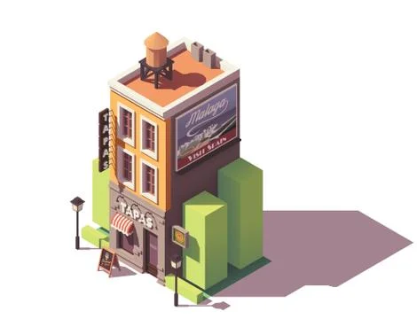 Vector isometric tapas restaurant Stock Illustration