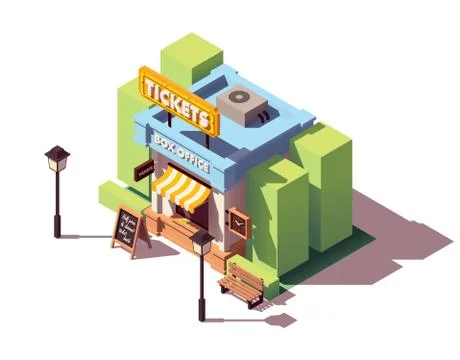 Vector isometric ticket office Stock Illustration