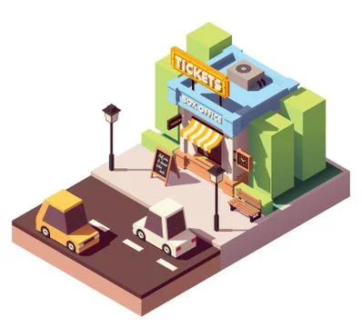 Vector isometric ticket office Stock Illustration