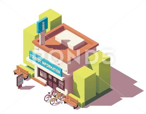 Vector isometric tourist information center Stock Illustration