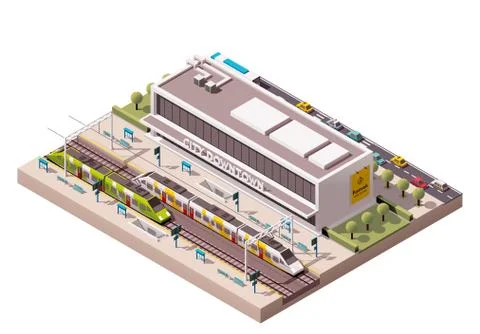 Vector isometric train station Stock Illustration
