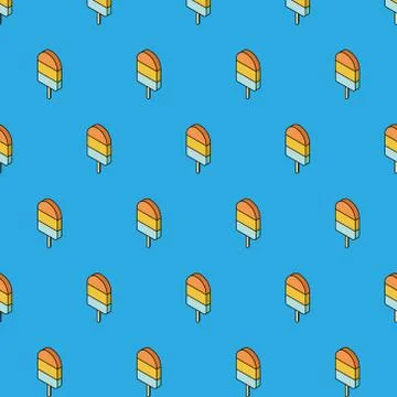 Vector isometric trendy seamless pattern with ice cream Stock Illustration